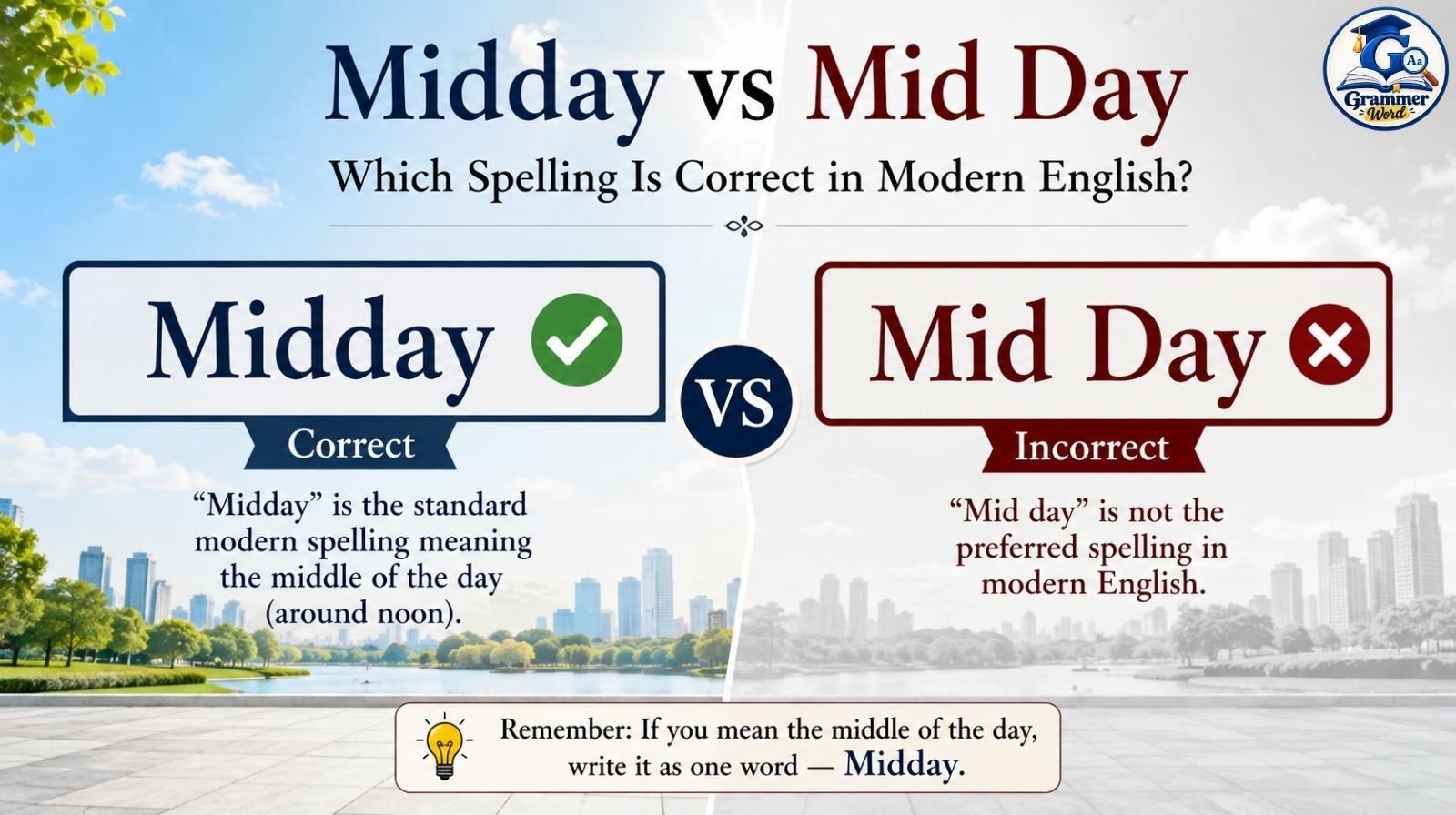 midday vs mid day which spelling is correct in modern english