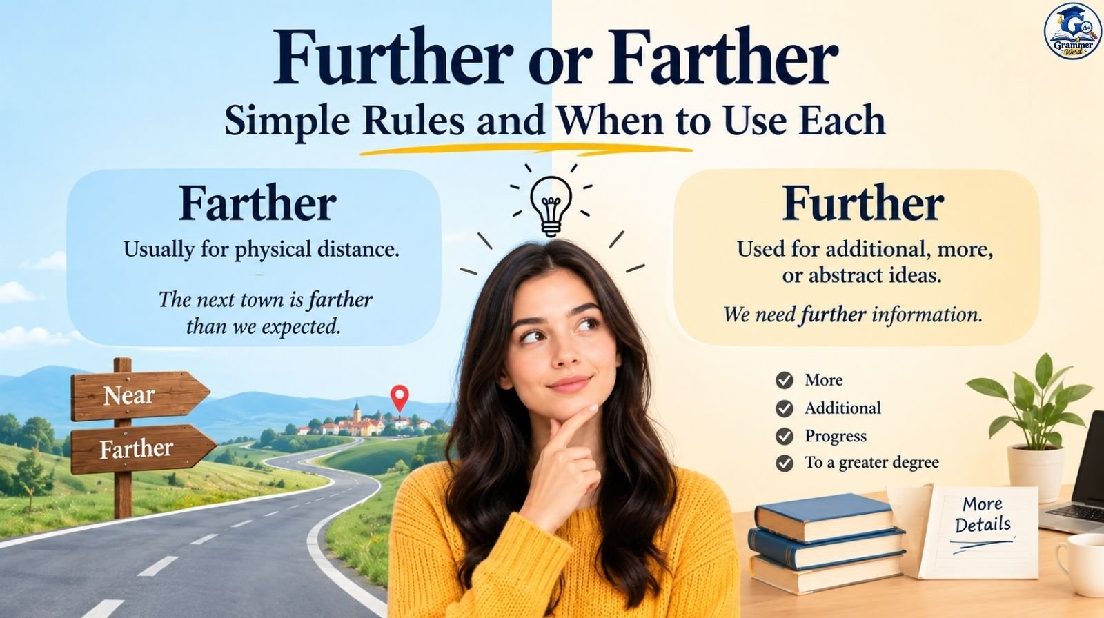 further or farther simple rules and when to use each