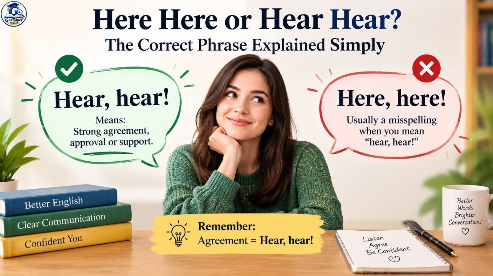 Here Here or Hear Hear? The Correct Phrase Explained Simply