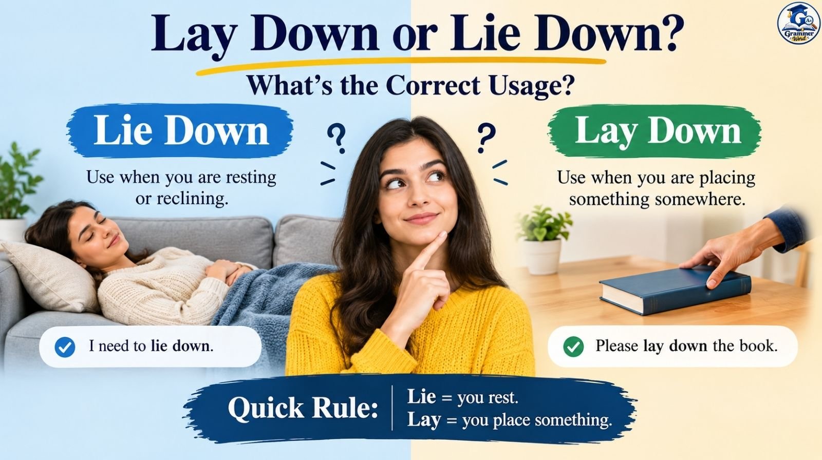 lay down or lie down