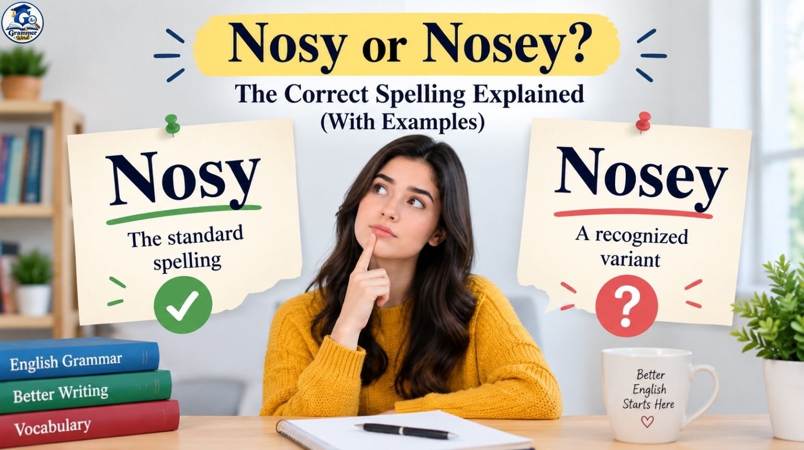 nosy or nosey the correct spelling explained (with examples)