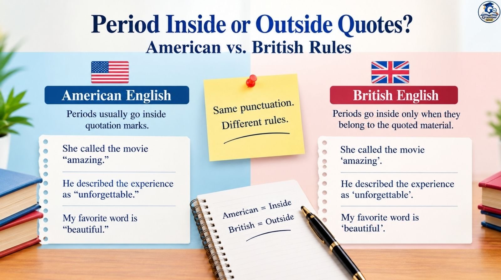 Period Inside or Outside Quotes? American vs. British Rules